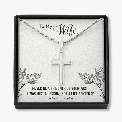 Christian Encouragement Card To My Wifenever Be A Prisoner Faith Cross Necklace Stainless Steel Pendant Religious Gift - Meanful Cross Messages Card Gift Idea