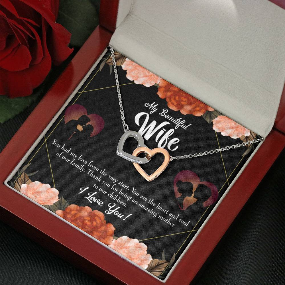 Wife Gift For Wife Birthday Heart And Soul Inseparable Love Pendant 18k Rose Gold Finish 16� - Interlocking Hearts Necklace