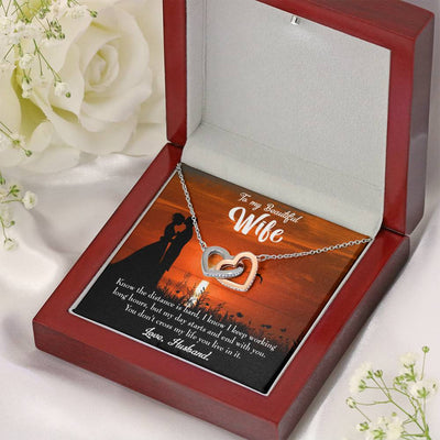 Wife Gift For Wife Birthday Knowing The Distance Inseparable Love Pendant 18k Rose Gold Finish 16� - Interlocking Hearts Necklace