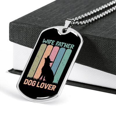 Wife Father Dog Lover Gift Stainless Steel or 18k Gold Dog Tag 24" Chain - Luxury Love Messages Dog Tag Gifts For Man, Woman