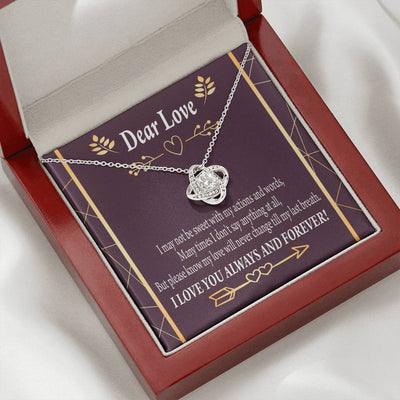 Apology To Wife Girlfriend My Love Love Knot Pendant Necklace Stainless Steel W Cz Stone - Luxury Love Knot Necklace Meanful Gift Idea For Her/Him