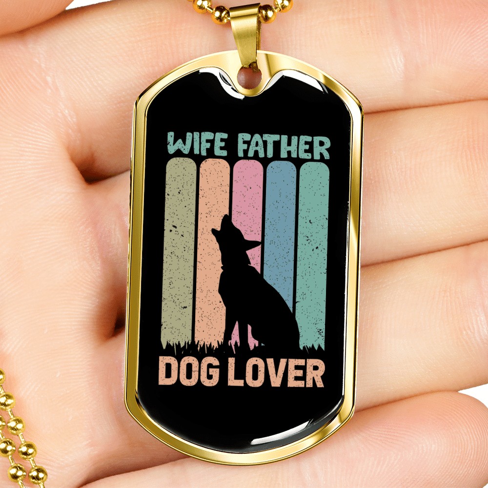 Wife Father Dog Lover Gift Stainless Steel or 18k Gold Dog Tag 24" Chain - Luxury Love Messages Dog Tag Gifts For Man, Woman