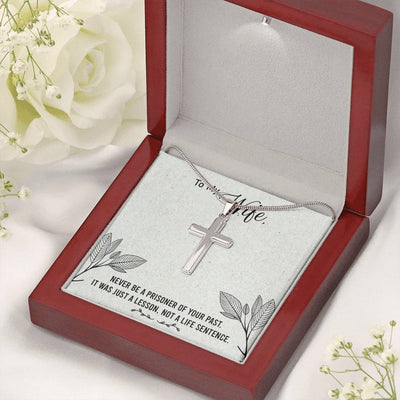 Christian Encouragement Card To My Wifenever Be A Prisoner Faith Cross Necklace Stainless Steel Pendant Religious Gift - Meanful Cross Messages Card Gift Idea