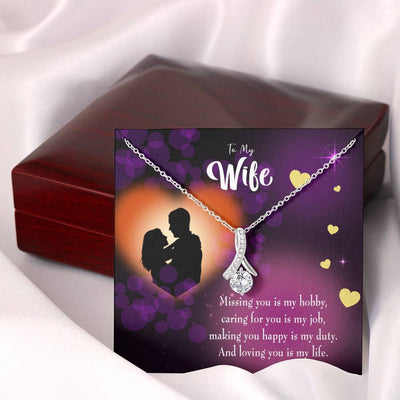 Gift For Wife Love Of My Life Eternity Ribbon Stone Pendant 14K White Gold Stainless Steel Jewelry Gift  - Alluring Beauty Necklace Gift For Her