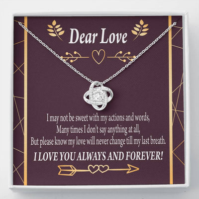 Apology To Wife Girlfriend My Love Love Knot Pendant Necklace Stainless Steel W Cz Stone - Luxury Love Knot Necklace Meanful Gift Idea For Her/Him