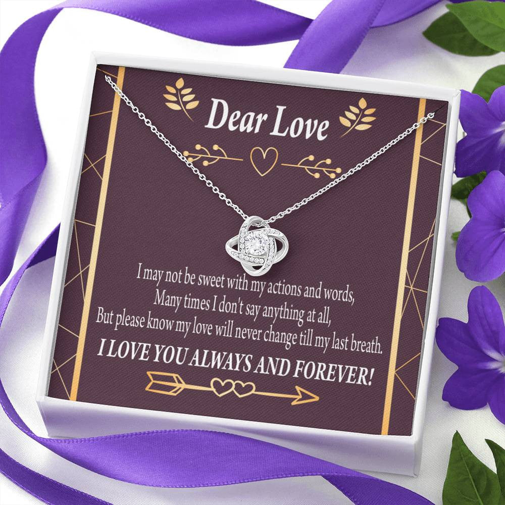 Apology To Wife Girlfriend My Love Love Knot Pendant Necklace Stainless Steel W Cz Stone - Luxury Love Knot Necklace Meanful Gift Idea For Her/Him