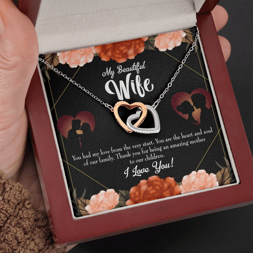 Wife Gift For Wife Birthday Heart And Soul Inseparable Love Pendant 18k Rose Gold Finish 16� - Interlocking Hearts Necklace
