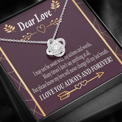 Apology To Wife Girlfriend My Love Love Knot Pendant Necklace Stainless Steel W Cz Stone - Luxury Love Knot Necklace Meanful Gift Idea For Her/Him