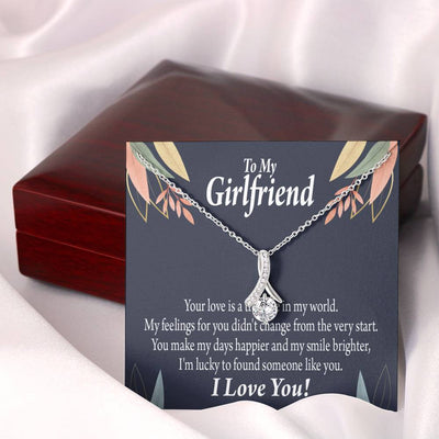 To My Girlfriend You Are My Treasure Message Card W Mahogany Style Luxury Box Eternity Ribbon Stone Necklace - Alluring Beauty Necklace Gift For Her
