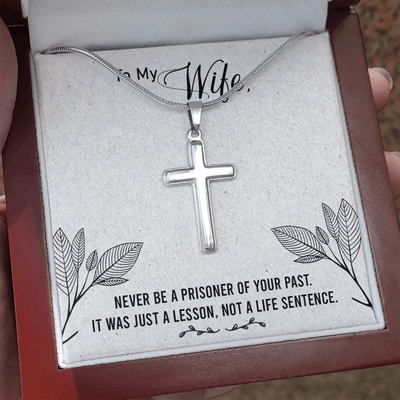 Christian Encouragement Card To My Wifenever Be A Prisoner Faith Cross Necklace Stainless Steel Pendant Religious Gift - Meanful Cross Messages Card Gift Idea