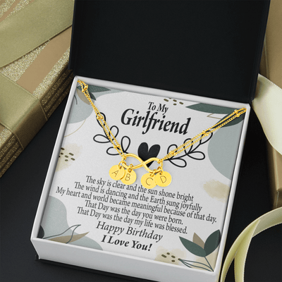 To My Girlfriend Birthday My World Infinity Bracelet With Initial Charms - Infinity Bracelet