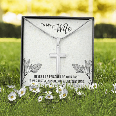 Christian Encouragement Card To My Wifenever Be A Prisoner Faith Cross Necklace Stainless Steel Pendant Religious Gift - Meanful Cross Messages Card Gift Idea