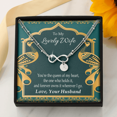 To My Wife To My Lovely Wife Infinity Bracelet With Initial Charms - Infinity Bracelet