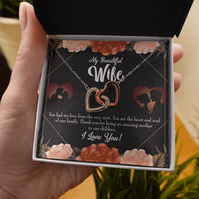 Wife Gift For Wife Birthday Heart And Soul Inseparable Love Pendant 18k Rose Gold Finish 16� - Interlocking Hearts Necklace