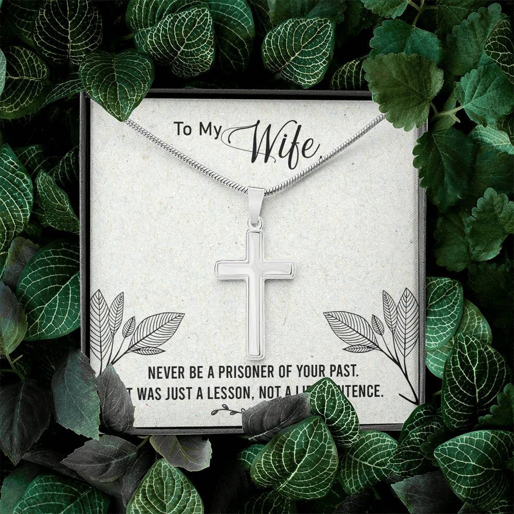 Christian Encouragement Card To My Wifenever Be A Prisoner Faith Cross Necklace Stainless Steel Pendant Religious Gift - Meanful Cross Messages Card Gift Idea