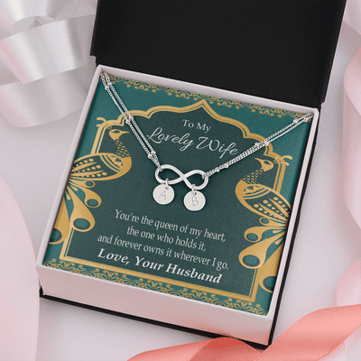 To My Wife To My Lovely Wife Infinity Bracelet With Initial Charms - Infinity Bracelet