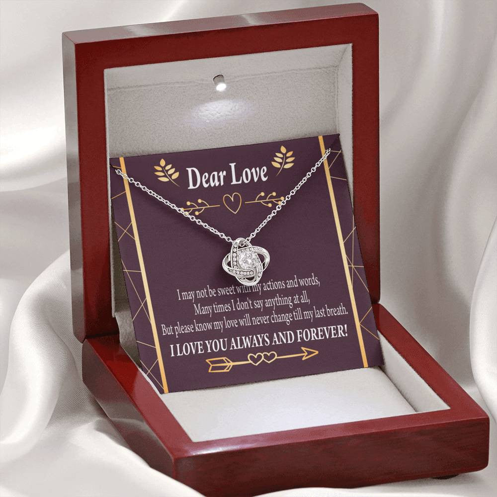 Apology To Wife Girlfriend My Love Love Knot Pendant Necklace Stainless Steel W Cz Stone - Luxury Love Knot Necklace Meanful Gift Idea For Her/Him