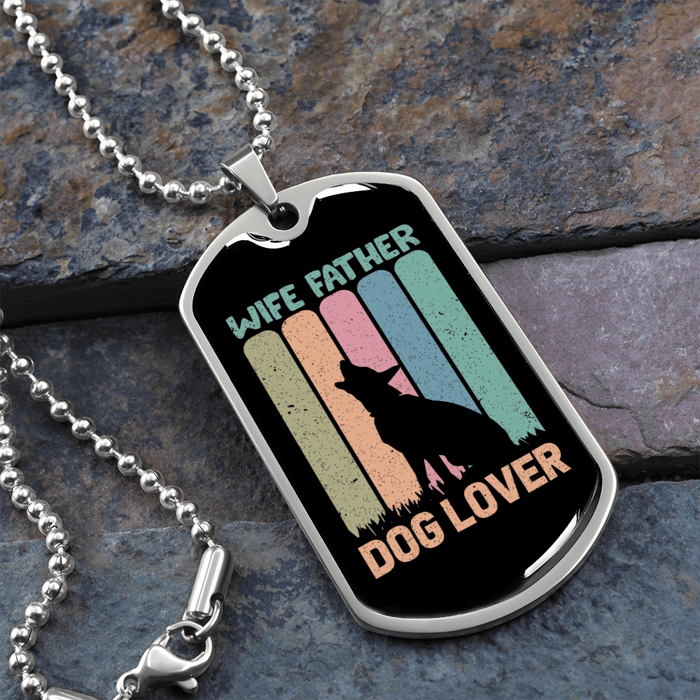 Wife Father Dog Lover Gift Stainless Steel or 18k Gold Dog Tag 24" Chain - Luxury Love Messages Dog Tag Gifts For Man, Woman