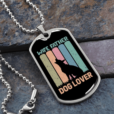 Wife Father Dog Lover Gift Stainless Steel or 18k Gold Dog Tag 24" Chain - Luxury Love Messages Dog Tag Gifts For Man, Woman