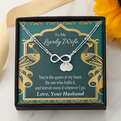To My Wife To My Lovely Wife Infinity Bracelet With Initial Charms - Infinity Bracelet