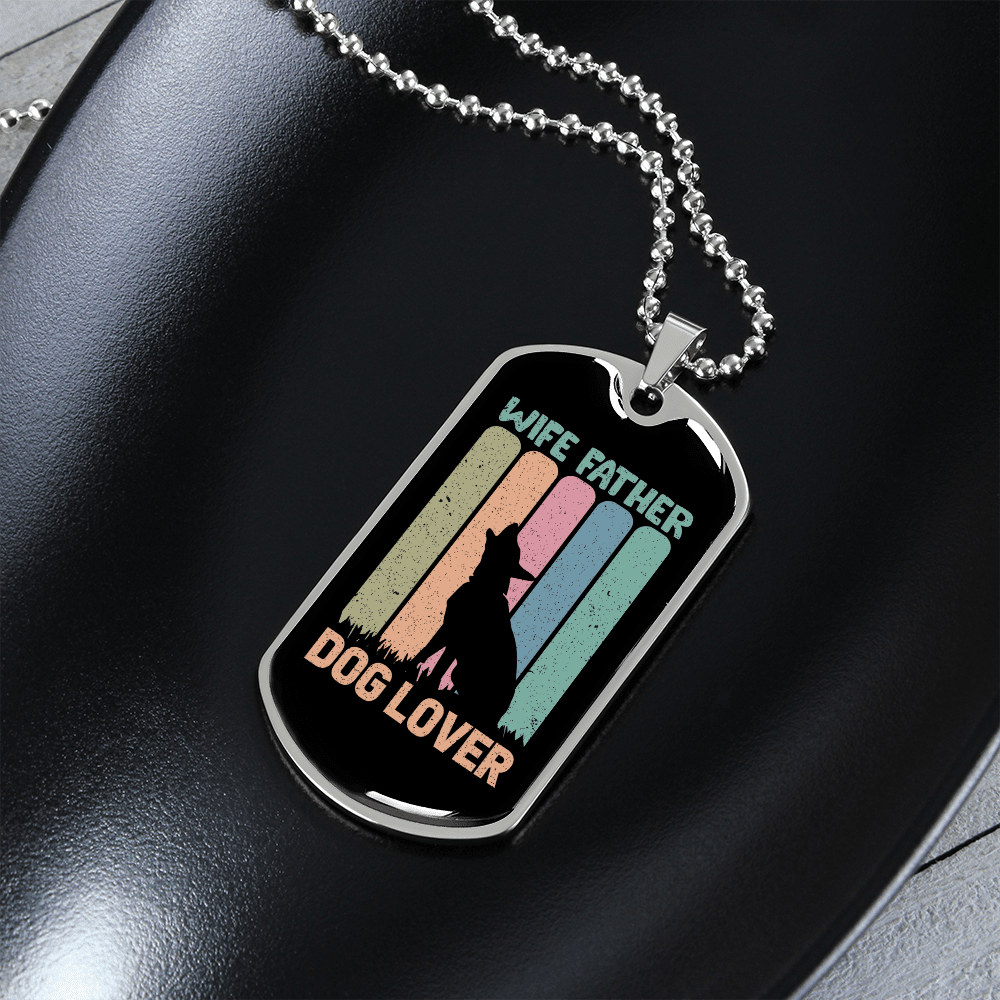 Wife Father Dog Lover Gift Stainless Steel or 18k Gold Dog Tag 24" Chain - Luxury Love Messages Dog Tag Gifts For Man, Woman