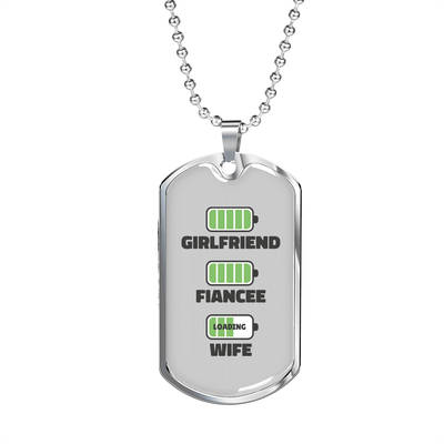 To My Girlfriend Wife Girlfriend Charger Necklace Stainless Steel or 18k Gold Dog Tag 24" Chain - Luxury Love Messages Dog Tag Gifts For Man, Woman