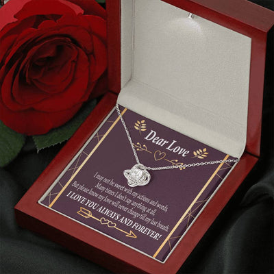 Apology To Wife Girlfriend My Love Love Knot Pendant Necklace Stainless Steel W Cz Stone - Luxury Love Knot Necklace Meanful Gift Idea For Her/Him