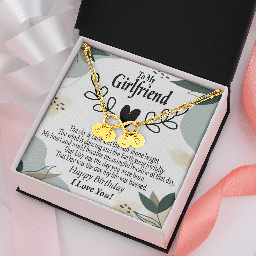 To My Girlfriend Birthday My World Infinity Bracelet With Initial Charms - Infinity Bracelet