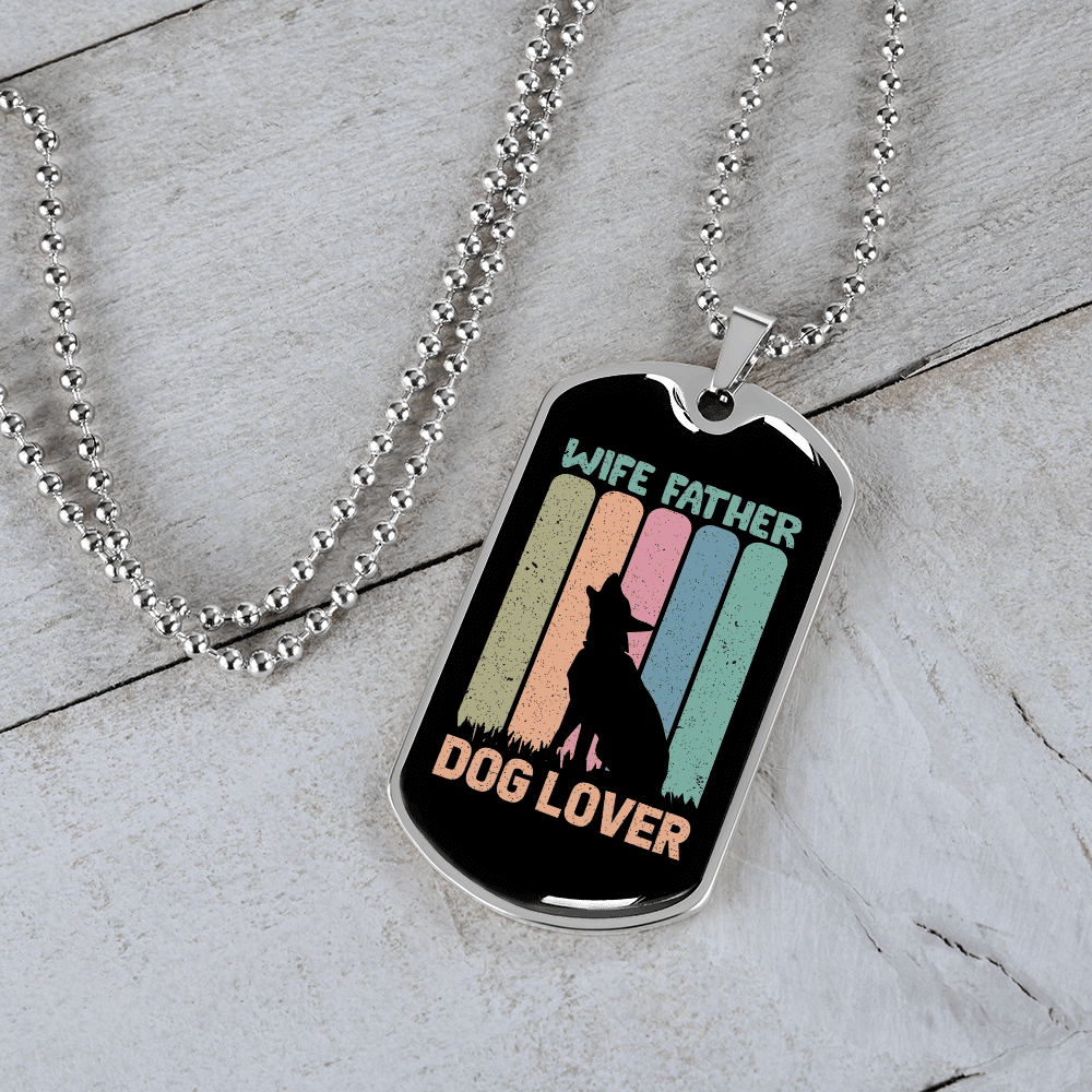 Wife Father Dog Lover Gift Stainless Steel or 18k Gold Dog Tag 24" Chain - Luxury Love Messages Dog Tag Gifts For Man, Woman