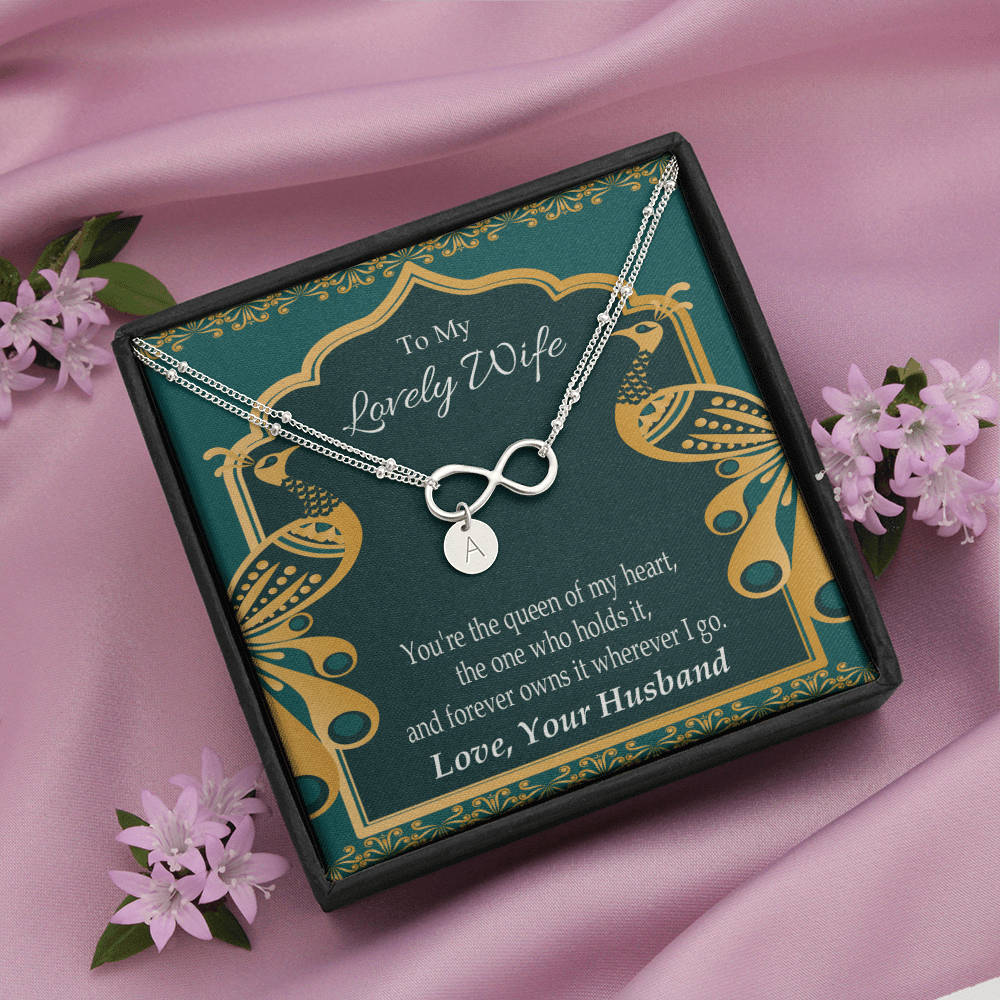 To My Wife To My Lovely Wife Infinity Bracelet With Initial Charms - Infinity Bracelet