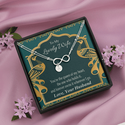 To My Wife To My Lovely Wife Infinity Bracelet With Initial Charms - Infinity Bracelet