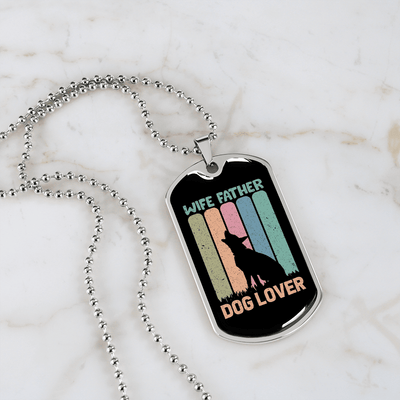 Wife Father Dog Lover Gift Stainless Steel or 18k Gold Dog Tag 24" Chain - Luxury Love Messages Dog Tag Gifts For Man, Woman