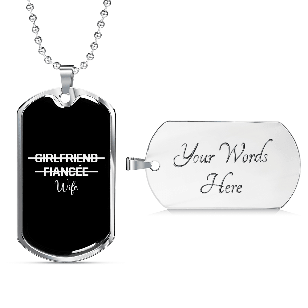 To My Girlfriend Girlfriend Fiance Wife Transparent Necklace Stainless Steel or 18k Gold Dog Tag 24" Chain - Luxury Love Messages Dog Tag Gifts For Man, Woman
