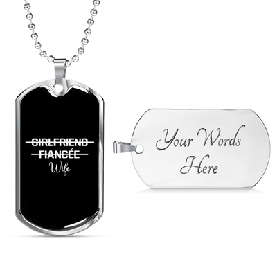 To My Girlfriend Girlfriend Fiance Wife Transparent Necklace Stainless Steel or 18k Gold Dog Tag 24" Chain - Luxury Love Messages Dog Tag Gifts For Man, Woman