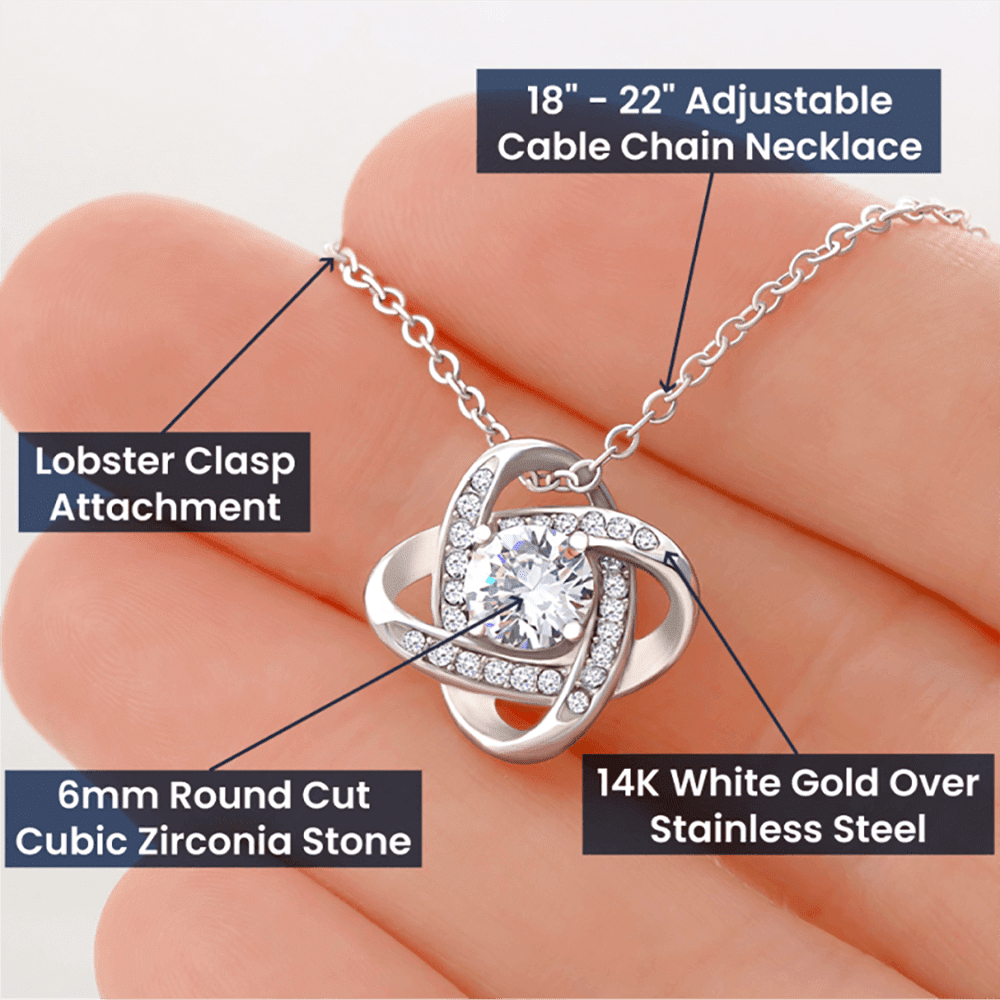 To My Wife Meaningful Wife Message Wife Infinity Knot Necklace Keepsake Message Card Stainless Steel Cz Pendant - Luxury Love Knot Necklace Meanful Gift Idea For Her/Him