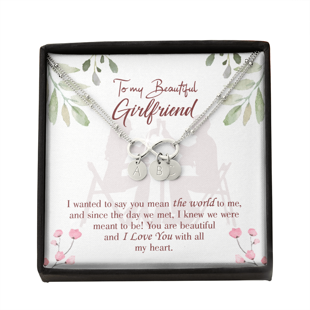 To My Girlfriend You Are My World Infinity Bracelet With Initial Charms - Infinity Bracelet