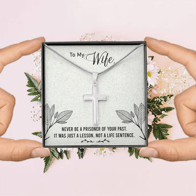 Christian Encouragement Card To My Wifenever Be A Prisoner Faith Cross Necklace Stainless Steel Pendant Religious Gift - Meanful Cross Messages Card Gift Idea