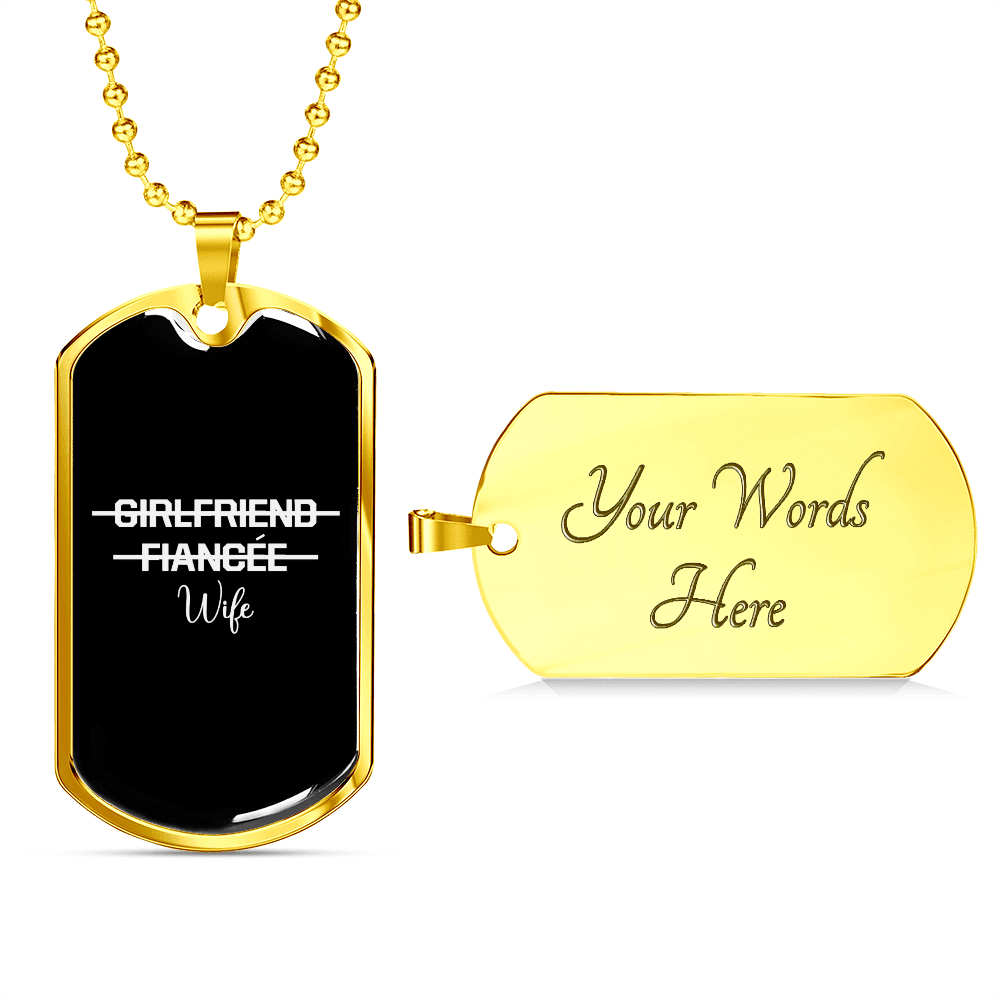 To My Girlfriend Girlfriend Fiance Wife Transparent Necklace Stainless Steel or 18k Gold Dog Tag 24" Chain - Luxury Love Messages Dog Tag Gifts For Man, Woman