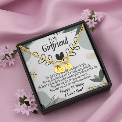 To My Girlfriend Birthday My World Infinity Bracelet With Initial Charms - Infinity Bracelet
