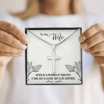 Christian Encouragement Card To My Wifenever Be A Prisoner Faith Cross Necklace Stainless Steel Pendant Religious Gift - Meanful Cross Messages Card Gift Idea
