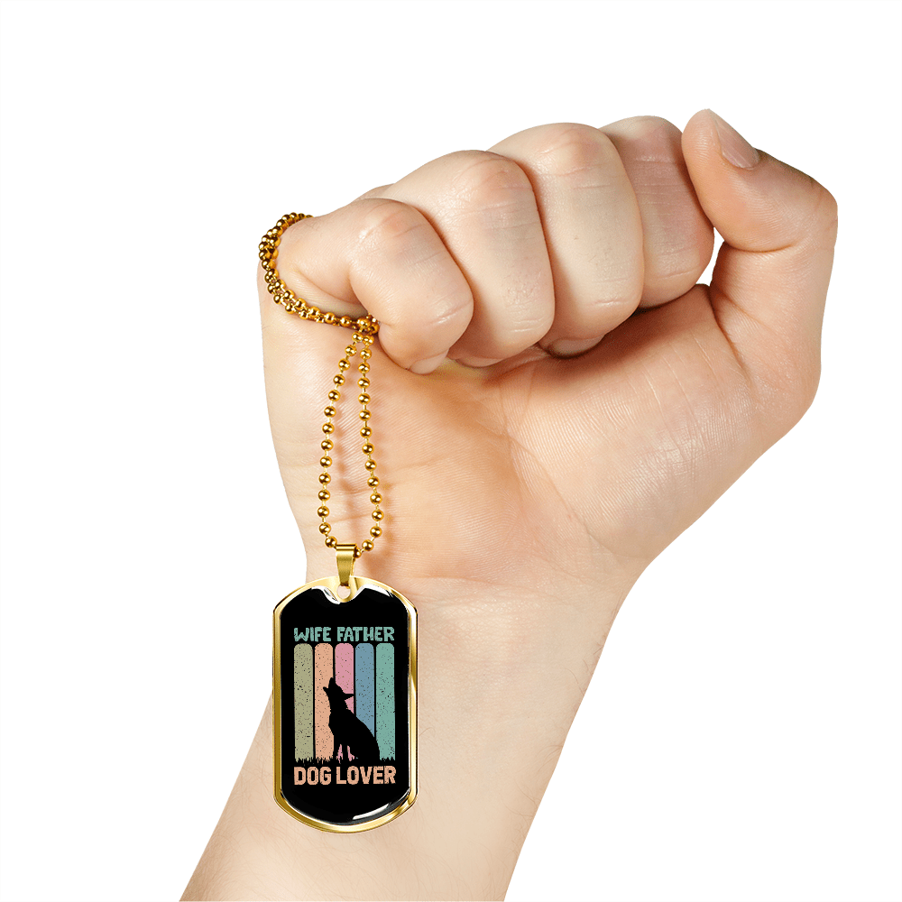 Wife Father Dog Lover Gift Stainless Steel or 18k Gold Dog Tag 24" Chain - Luxury Love Messages Dog Tag Gifts For Man, Woman