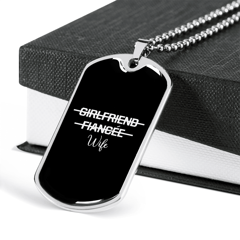To My Girlfriend Girlfriend Fiance Wife Transparent Necklace Stainless Steel or 18k Gold Dog Tag 24" Chain - Luxury Love Messages Dog Tag Gifts For Man, Woman