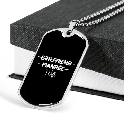 To My Girlfriend Girlfriend Fiance Wife Transparent Necklace Stainless Steel or 18k Gold Dog Tag 24" Chain - Luxury Love Messages Dog Tag Gifts For Man, Woman