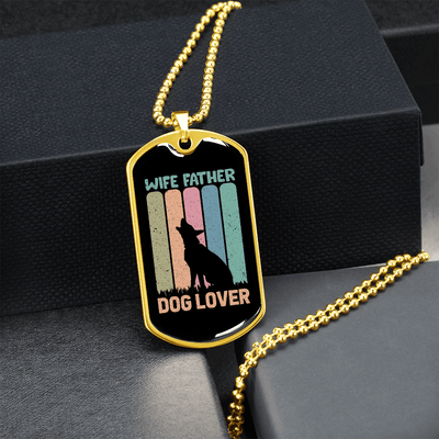 Wife Father Dog Lover Gift Stainless Steel or 18k Gold Dog Tag 24" Chain - Luxury Love Messages Dog Tag Gifts For Man, Woman