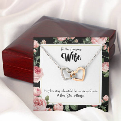 Wife Gift For Wife Birthday My Wife Our Story Inseparable Love Pendant 18k Rose Gold Finish 16� - Interlocking Hearts Necklace