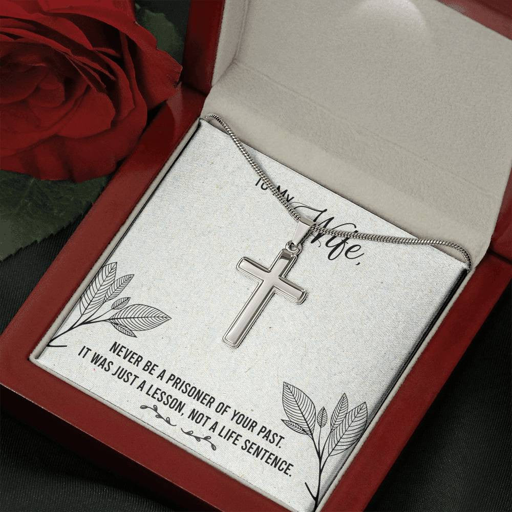 Christian Encouragement Card To My Wifenever Be A Prisoner Faith Cross Necklace Stainless Steel Pendant Religious Gift - Meanful Cross Messages Card Gift Idea