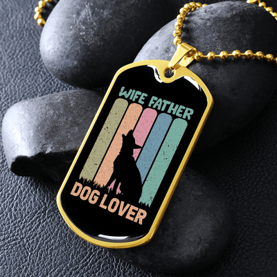 Wife Father Dog Lover Gift Stainless Steel or 18k Gold Dog Tag 24" Chain - Luxury Love Messages Dog Tag Gifts For Man, Woman