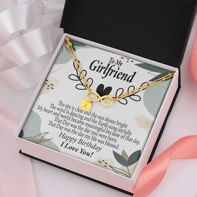 To My Girlfriend Birthday My World Infinity Bracelet With Initial Charms - Infinity Bracelet