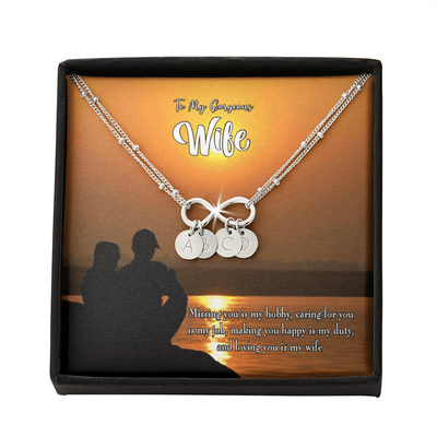 To My Wife Missing You Infinity Bracelet With Initial Charms - Infinity Bracelet