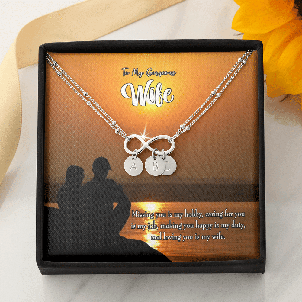 To My Wife Missing You Infinity Bracelet With Initial Charms - Infinity Bracelet